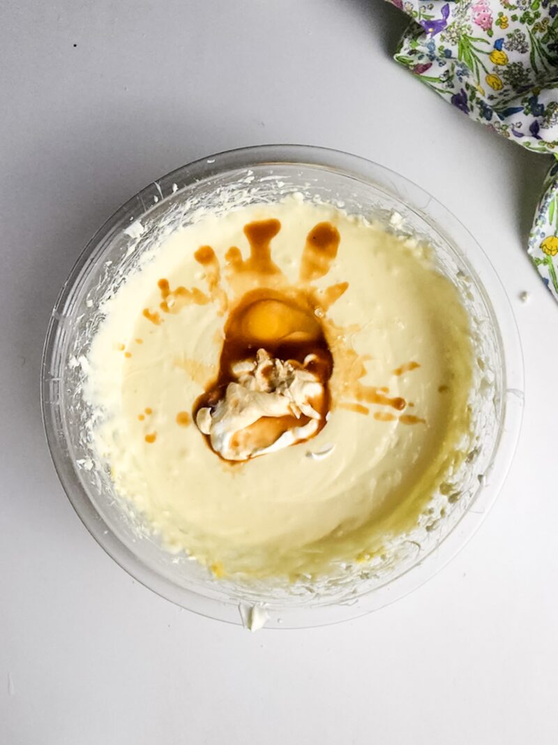 Adding eggs and vanilla