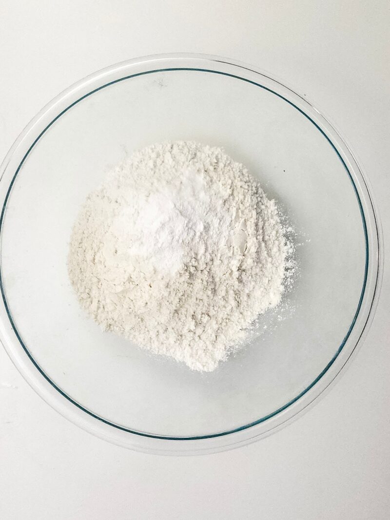 Mixing the flours together in a bowl