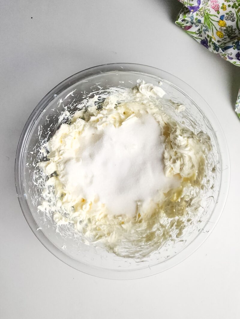 Making the cheesecake filling