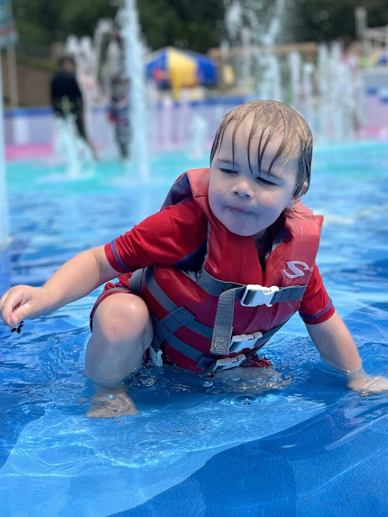 Toddler at the splash pad