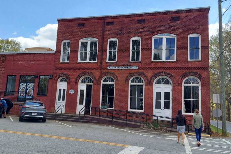 Red brick historic Moreland Knitting Mill in Coweta County