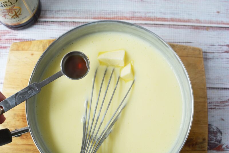 adding the vanilla to the pastry cream