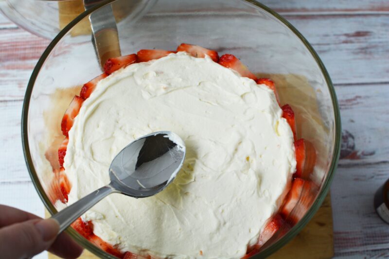 Adding the whipped topping layer