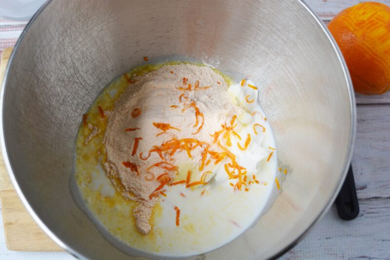 Strawberry trifle recipe, best strawberry trifle recipe, strawberry trifle recipe with alcohol, grand marnier strawberry trifle Adding the orange zest into the whipped cream mixture
