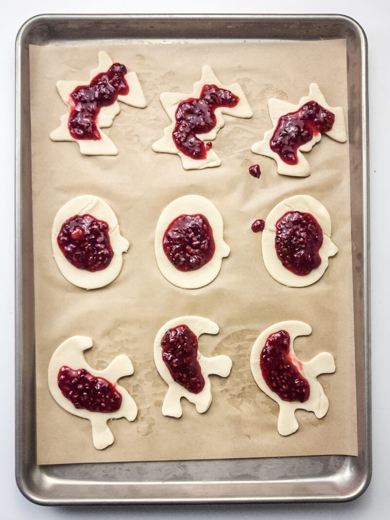 Adding the blackberry filling in the hand pies