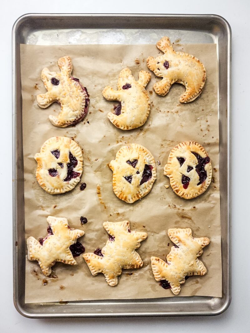 Baked Halloween Hand Pies ready to eat