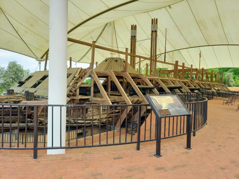 The shell of the U.S.S. Cairo gunboat, sunk in 1862. Vicksburg National Military Park.