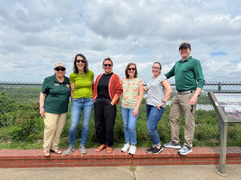 Picture of six people in front of an overlook in Vicksburg National Military Park in Vicksburg, Mississippi.