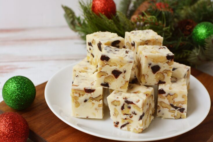 White Chocolate Cranberry Walnut Fudge