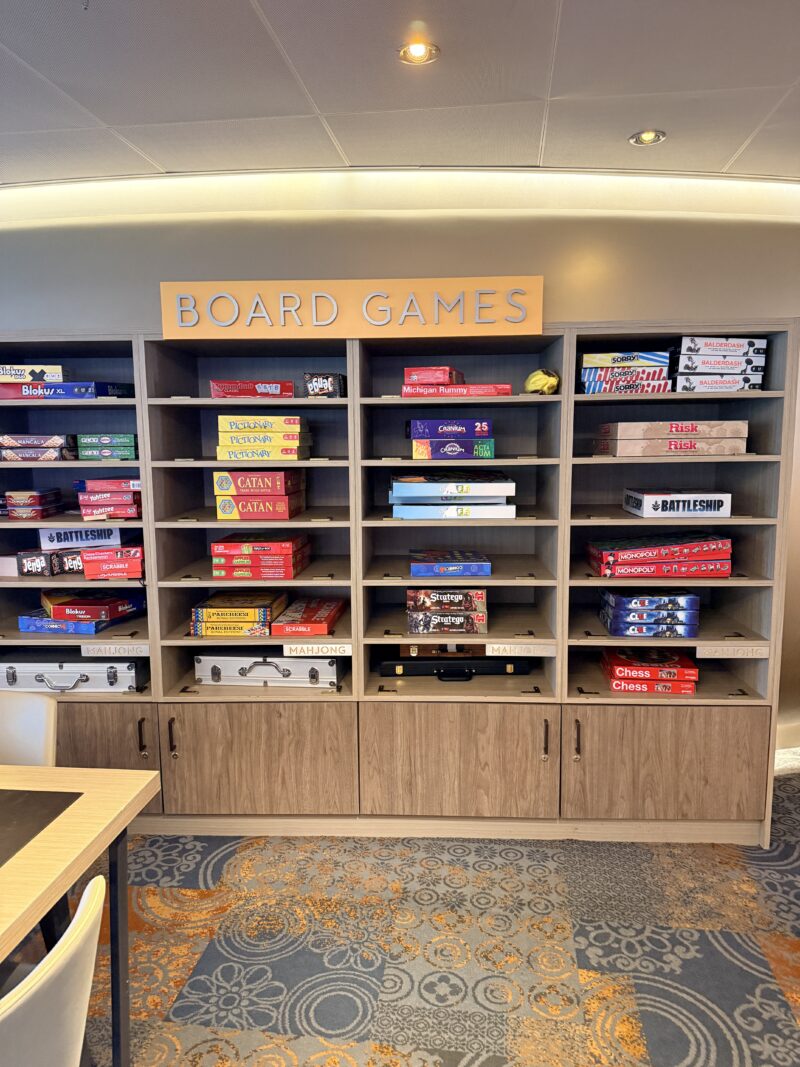 Holland America Board Game Library on the Alaskan Cruise