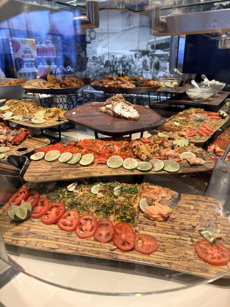 Smoked salmon station on Holland America